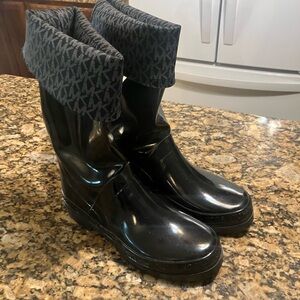 Michael Kors Black Logo Cuff Rain Boots 11M/41M